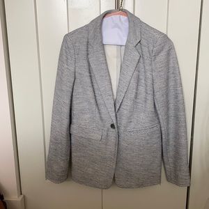 Blue and white tweed blazer